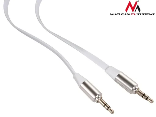 Maclean Cable 3.5mm jack, flat 1m, metal plug, white Maclean MCTV-694 W - Image 5