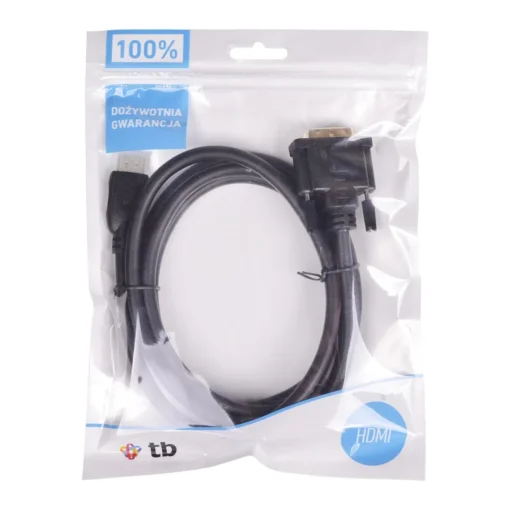 TB HDMI-DVI Cable 1.8 m. gold platted, DVI 24+1 - Image 2