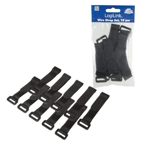 LogiLink Cable Organizer, Velcro, 15cm, 10pcs black - Image 4