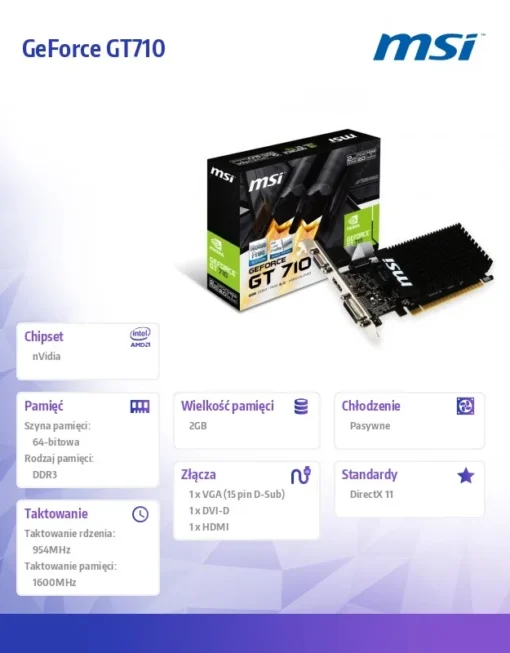 MSI видео карта GeForce GT 710 2GB DDR3 64BIT DVI/D-SUB/HDMI - Image 5