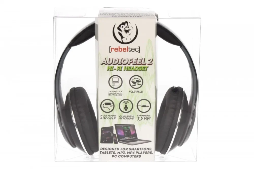 Rebeltec Stereo Headset with microphone 4pin mini jack AUDIOFEEL2 BLACK