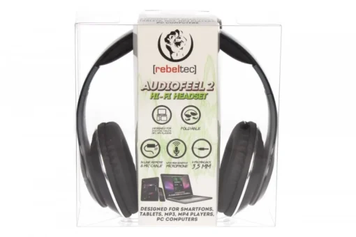 Rebeltec Stereo Headset with microphone, 4pin mini jack AUDIOFEEL2 BLACK