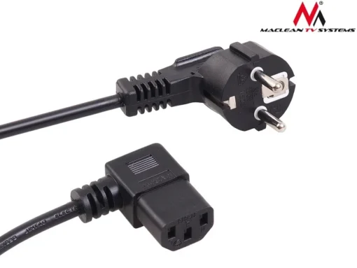 Maclean Power cable angled 3 pin plug 3M MCTV EU-803