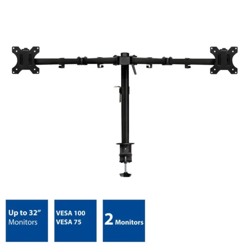 Стойка за 2 мониторa ACT AC8302, за бюро, Регулируема, 32", 2x8 кг, Черна - Image 4