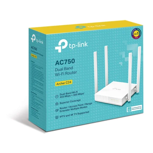 2-лентов безжичен рутер TP-Link Archer C24 AC750 - Image 3