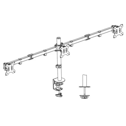 Стойка за 3 мониторa ACT AC8303, За бюро, Регулируема, 27", 21 кг, Черна - Image 4