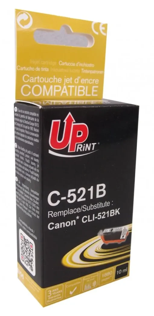 Мастилница UPRINT CLI521 CANON, С чип, Черна