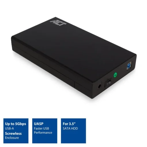 Чекмедже за твърд диск ACT AC1405, 3.5", SATA, USB 3.1 Gen1 (USB 3.0), Черен - Image 4