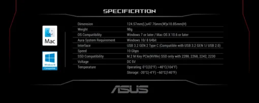 Чекмедже за SSD ASUS ROG Strix Arion Lite, Черен - Image 4