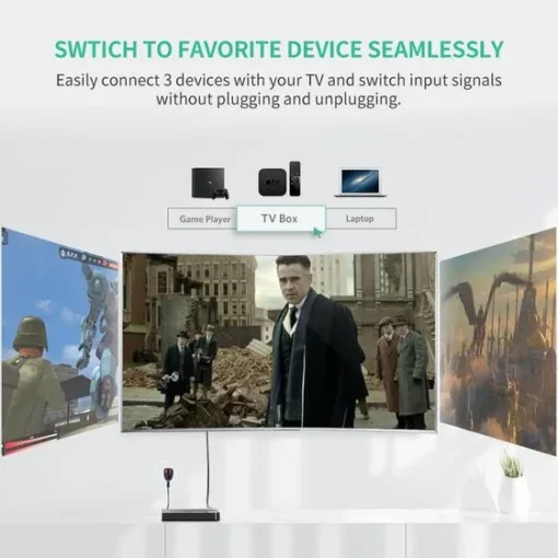 Двупосочен HDMI превключвател Ugreen 40234 - 3x HDMI 3D 4K 7.5Gbps 36bit  на канал - черен - Image 2