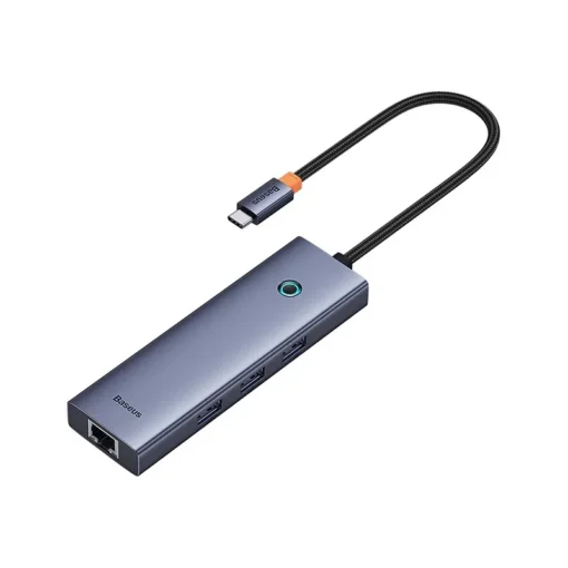 USB хъб Baseus UltraJoy 4 в 1, USB Type-C към 3 x USB 3.0 и 1 x RJ45 B0005280A813-00 - сив