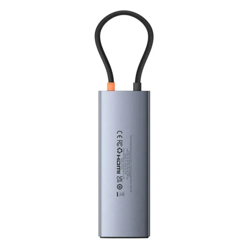 USB хъб Baseus 10 в 1 Metal Gleam II Series Type-C към 1xHDMI, USB-A (10Gbps), USB-C, 2xUSB-A, RJ45, SD/TF, mini-jack 3,5 мм, USB-C(PD) B00061800813-00 - тъмносив