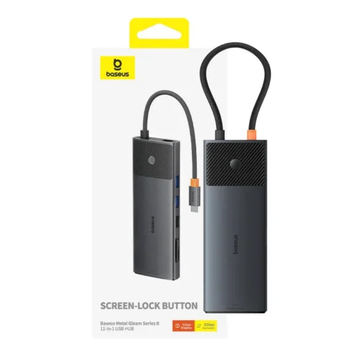 USB хъб Baseus Metal Gleam Series II 11-в-1 USB Type C към HDMI, DisplayPorts, USB-A x 2, USB-C PD, SD/TF B00061801123-00 - Image 3