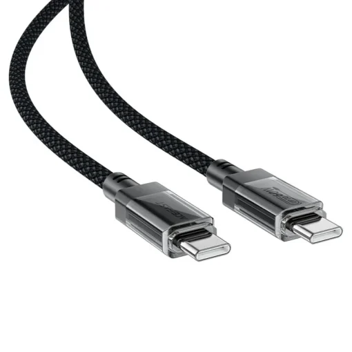 Acefast Кабел USB-C to USB-C Cable 60W Stainless steel in transparent shell 1.2m - C12-03 - Black - Image 3