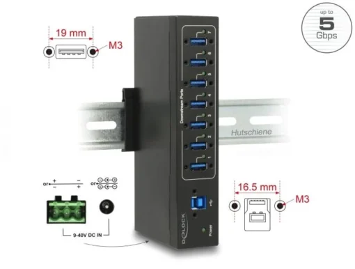 Външен индустриален хъб Delock, 7 x USB 3.0 Type-A с 15 kV ESD защита - Image 2