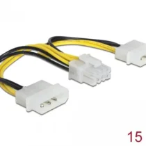 Кабел DeLock Power 2 x 4 pin Molex мъжко > 8 pin EPS мъжко 15 cm