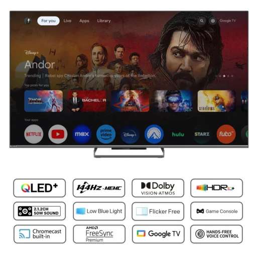 Телевизор METZ 55MQE8000Z, 55"(139 см), QLED UHD Google TV, Dolby Vision, 144Hz - Image 4