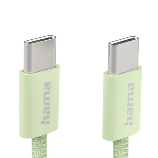 HAMA Кабел за зареждане "Fabric", USB-C - USB-C, 1 m, Nylon, зелен - Image 2