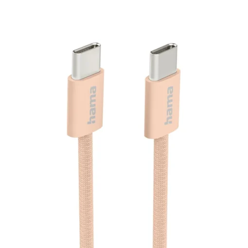 HAMA Кабел за зареждане "Fabric", USB-C - USB-C, 1 m, Nylon, оранжев - Image 2