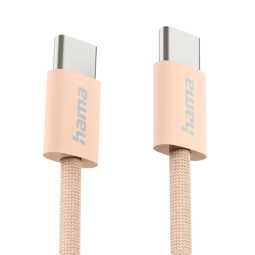 HAMA Кабел за зареждане "Fabric", USB-C - USB-C, 1 m, Nylon, оранжев - Image 3