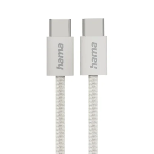 HAMA Кабел за зареждане "Fabric" USB-C - USB-C 1 m Nylon сив