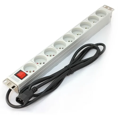 Digitus The PDU 19 rack, 9 slots Type E, C14 connector кабел, 2m, aluminum switch