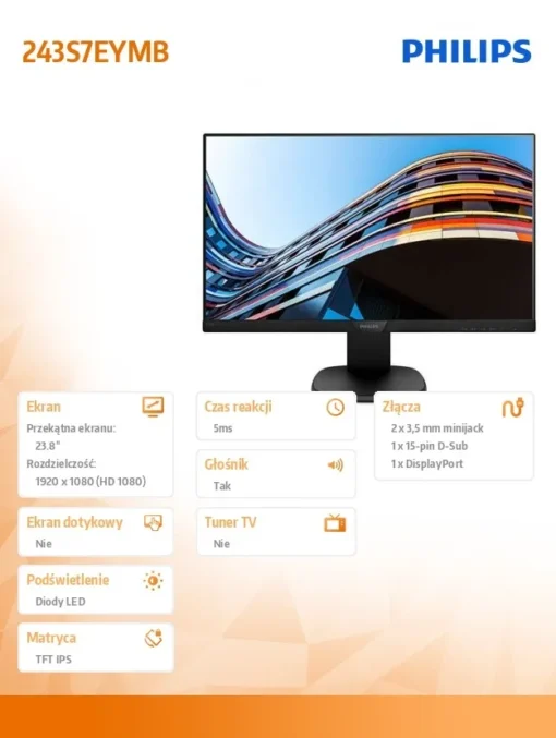 Philips Monitor 23.8 243S7EYMB IPS DP Pivot Speaker - Image 5