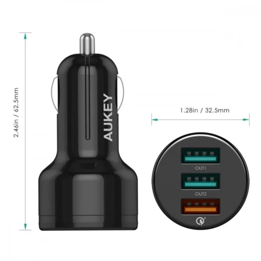 AUKEY CC-T11 Car Charge r 3xUSB Quick Charge 3.0 - Image 3