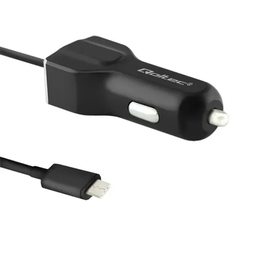 Qoltec зарядно за кола 12-24V 5V/3.4A USB+USB typC