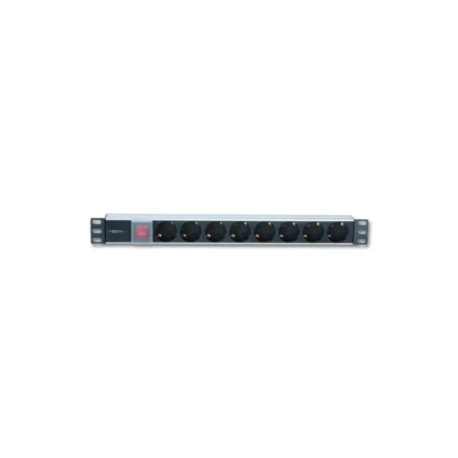 Techly Rack 19 inches 1U 250V/16A, 8xSCHUKO, 3m