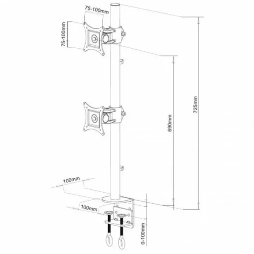 Techly Double twin desk LCD / LED desk stand 13-27 inch double, black - Image 3