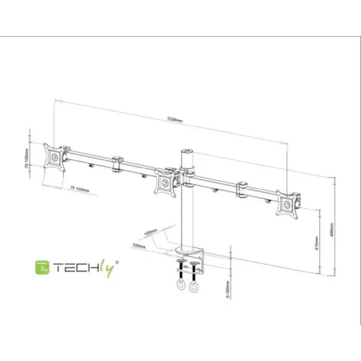 Techly Triple desk LED/LCD monitor arm 13-24inch 3x10kg black - Image 5