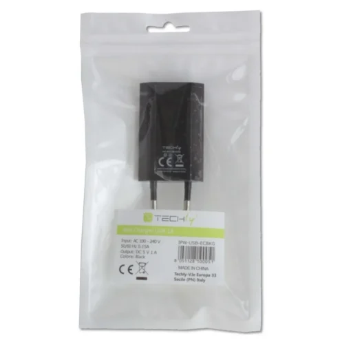 Techly Slim USB charger 230V - 5V/1A black - Image 4