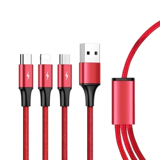 Unitek Charging cable 3-in-1 USB - USB-C/microUSB/ Lightning, 1,2m; C4049RD - Image 4