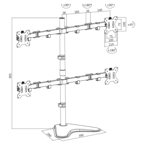 LogiLink Quad monitor desk mount 13-32. max. 8kg - Image 2