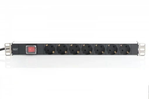 Digitus Power strip PDU 19, 1U, 7 sockets, power: 16A, 4000W, aluminum, switch, 2m - Image 2