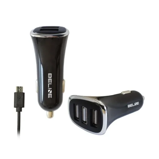 Beline Car Charger 3xUSB + microUSB 4A black