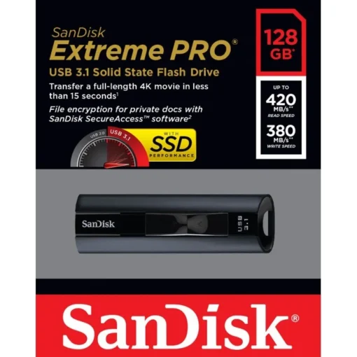 SanDisk Flash drive Extreme Pro USB 3.1 Gen1 128GB 420/380 MB/s - Image 2