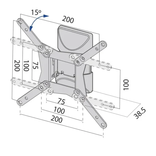 TB TV wall mount up to 37 20 kg TB-152E max VESA 200x200 - Image 2