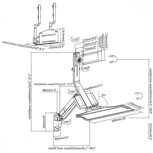 Maclean Monitor And Keyboard Wall Mount MC-838 - Image 3