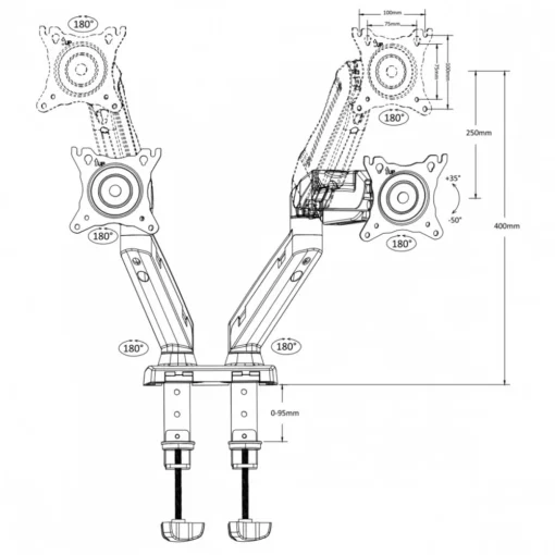 Maclean Desk Mount Hanger For 2 LCD Monitors MC-861 - Image 4