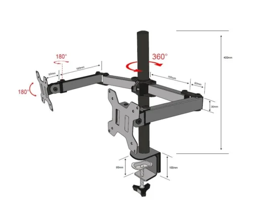 TB Monitor mount two-armed TB-MO2 10-27 inches 10kg VESA 100x100 - Image 2