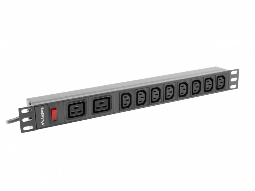 Lanberg Rack PDU 1U PDU-02I1908I-0200-C20-BK 16A 2X C19 8X IEC C13 черен C20