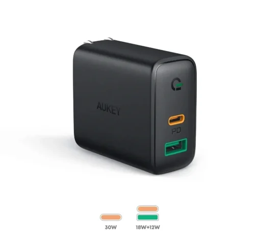 AUKEY Wall Charger 2xUSB Power Delivery (1xUSB A+1xUSB C) 5.4A 30W Dynamic Detect PA-D1 - Image 2