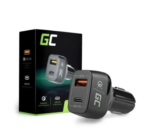 Green Cell Car Charger USB-C PD 42W, USB QC 3.0