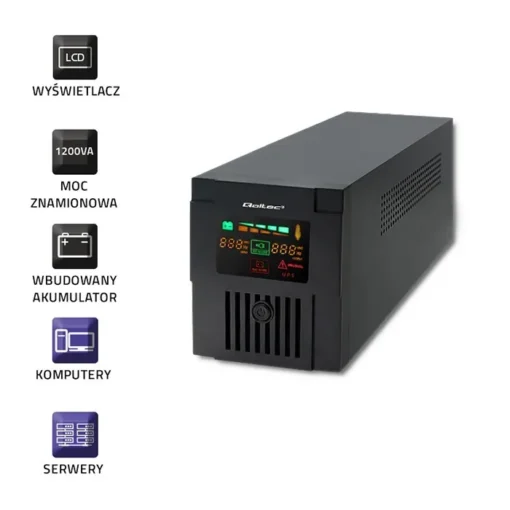 Qoltec UPS MONOLITH | 1200VA | 720W | LCD | USB - Image 3