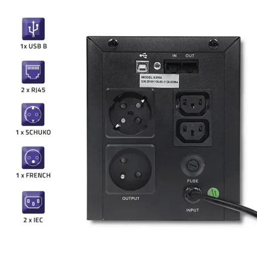 Qoltec UPS MONOLITH | 1200VA | 720W | LCD | USB - Image 4