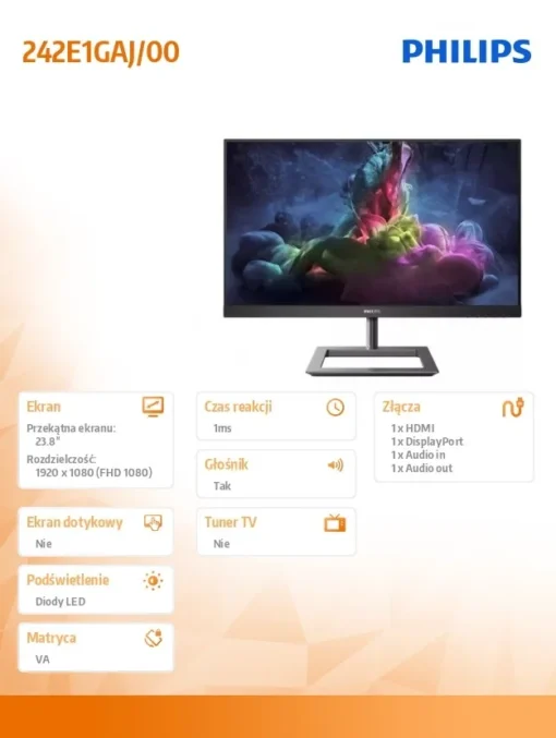 Philips Monitor 242E1GAJ 23.8 inch VA 144Hz HDMI DP - Image 5