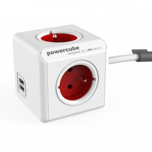 Allocacoc PowerCube USB Extended 1,5m 2402 червен