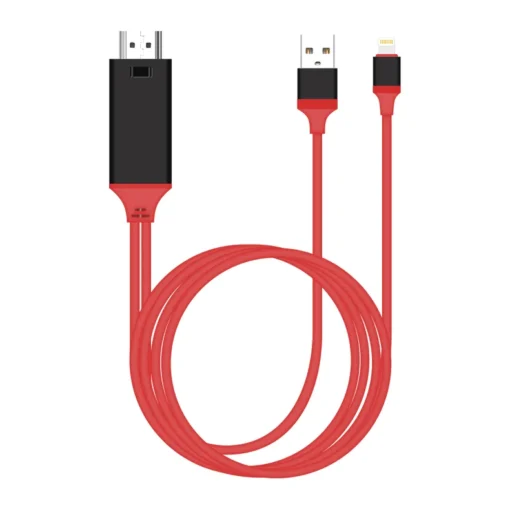 Адаптер (преходник) Кабел Earldom ET-W5  Lightning MHL - HDMI + USB 2.0m Червен -